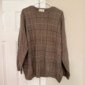Vintage Marks & Spencer 100% Lambswool Men's Plaid Crewneck Sweater // Size XL